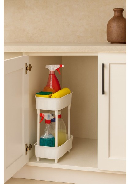 Iki Katlı Çok Amaçlı Tezgah Altı Raf ve Banyo Dolabı Düzenleyici Beyaz fiyatları