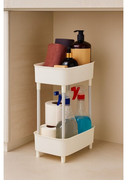 Iki Katlı Çok Amaçlı Tezgah Altı Raf ve Banyo Dolabı Düzenleyici Beyaz modelleri