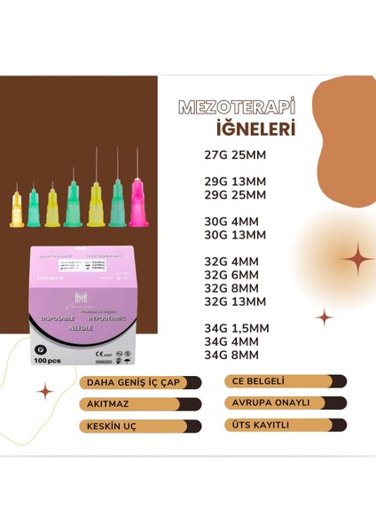 Mezoterapi Iğne Ucu 30G 4 mm 100 Adet / Kutu fiyatları