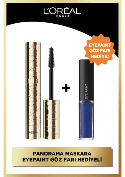 panorama Hacim Veren Maskara Siyah & L'oréal Paris Eye Paint 204 Over The Blue