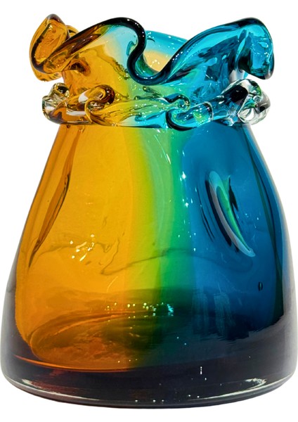 Mavi & Turuncu Burgulu Vazo Küçük Boy