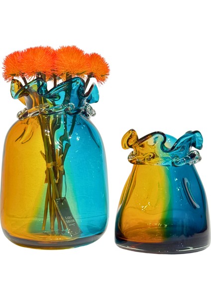 Mavi & Turuncu Burgulu Vazo Küçük Boy modelleri