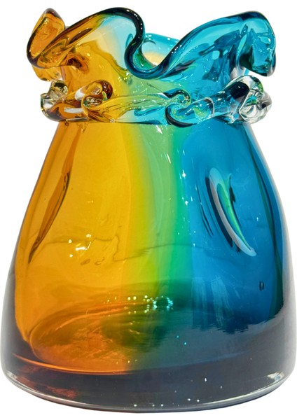 Mavi & Turuncu Burgulu Vazo Küçük Boy fırsatları