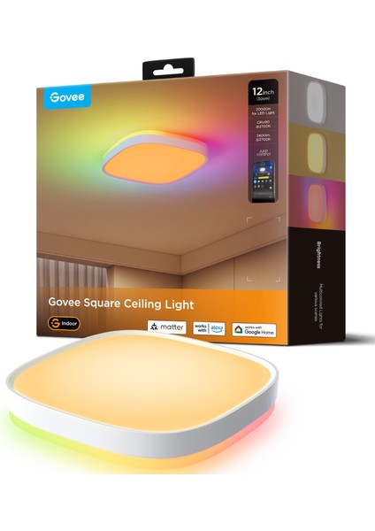 Rgbww + Rgbıc Kare Akıllı Tavan Armatürü 12 Inç