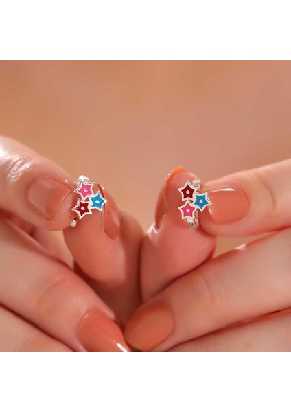 Hk Gümüş Çocuk Küpe Renkli Üç Yıldız |gümüş Takı Hediyelik Ürünler fiyatları