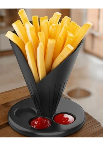 Sosluk Bölmeli Patates Cips Sunumluk Tek Kişilik