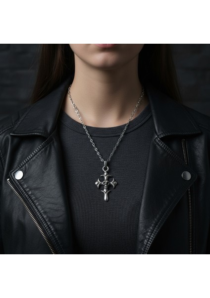 Kuru Kafa Haç Gümüş Kaplama Kolye Ucu
