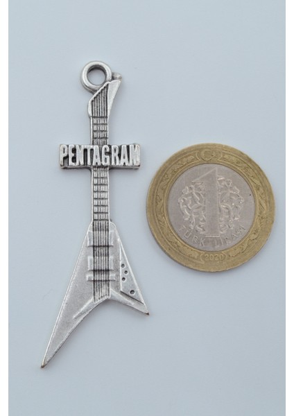 Pentagram Elektro Gitar Gümüş Kaplama Düz Zincir Kolye fırsatları