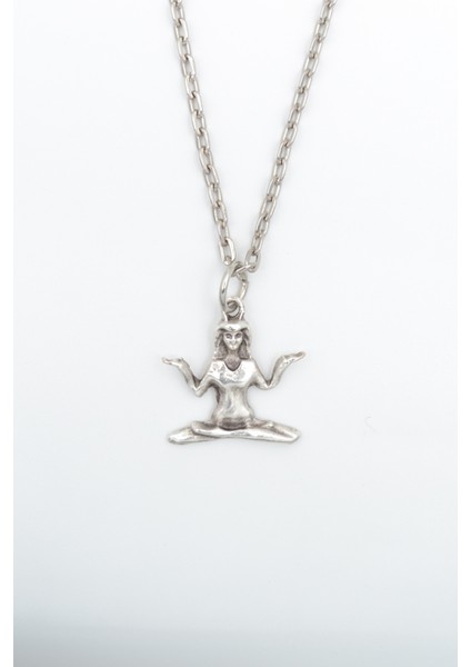 Minimal Yoga Gümüş Kaplama Düz Zincir Kolye