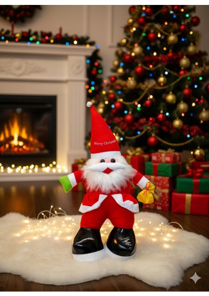 Çok Renkli 65 cm Peluş Noel Baba, Yılbaşı Dekoru, Büyük Boy Figür