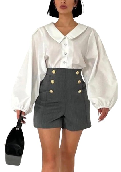 Düğme Detaylı Şık Midi Şort fiyatları