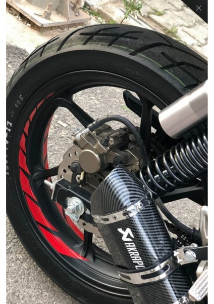 Dekoratif Kırmızı Jant Şeridi Sticker Motor Için Jant Etiket Seti ( 8 Adet Jant Şeridi )