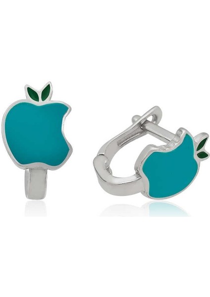 Hk ​gümüş Çocuk Küpe Turkuaz Elma |gümüş Takı Hediyelik Ürünler