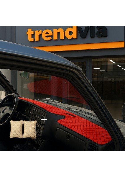 Tofaş Şahin Doğan Kartal Yüksek Ön Göğüs Kırmızı-Siyah Torpido Kılıfı / Bej-Siyah Boyun Yastığı