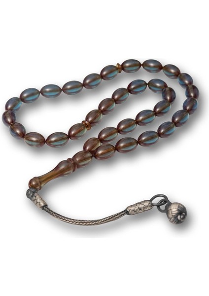 Hk Gümüş Şeffaf Kazaz Püsküllü Sıkma Kehribar Tesbih|gümüş Takı Hediyelik Ürünler