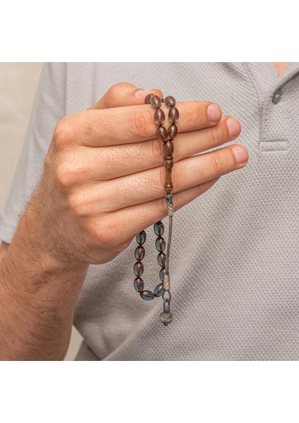 Hk Gümüş Şeffaf Kazaz Püsküllü Sıkma Kehribar Tesbih|gümüş Takı Hediyelik Ürünler fiyatları