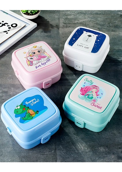 Porky Desenli 4 Bölmeli Çatallı Beslenme Kabı - Diyet Kabı fiyatları