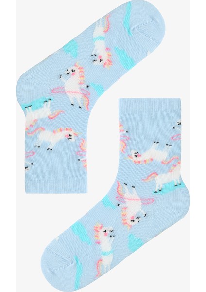 Çok Renkli Kız Çocuk Playful Unicorn 3lü Soket Çorap modelleri