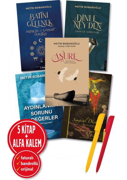 Alfa Kalem+ Metin Bobaroğlu 5 Kitap Yeni (Aydınlanma Sorun+Simgesel Düşün+Aşure+Dinle Ney+Batıni)