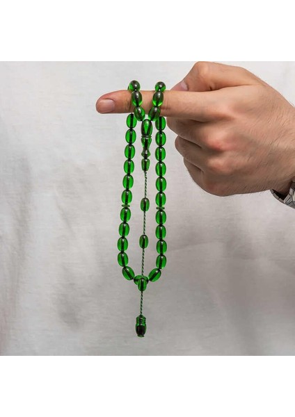 Hk Sıkma Kehribar (Ateş Kehribar) Tesbih Kapsül Kesim Zümrüt Yeşili Renk (Metal Püskülsüz)|gümüş Takı Hediyelik Ürünler fırsatları