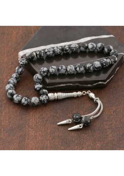 Hk ​doğaltaş Tesbih Metal Püsküllü Obsidyen Taşı |gümüş Takı Hediyelik Ürünler fiyatları