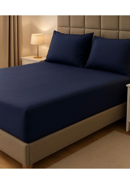 Pamuk Saten Çift Kişilik Lastikli Çarşaf Ve2 Adet Yastık Kılıfı