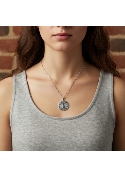 Anne Çocuk - Hayat Ağacı Gümüş Kaplama Düz Zincir Kolye