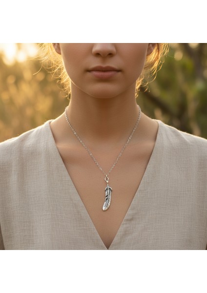 Kartal Pençesi - Kuş Tüyü Gümüş Kaplama Düz Zincir Kolye fiyatları