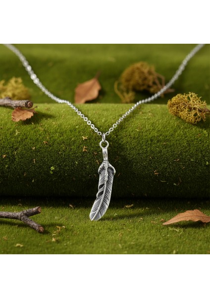 Kartal Pençesi - Kuş Tüyü Gümüş Kaplama Düz Zincir Kolye modelleri