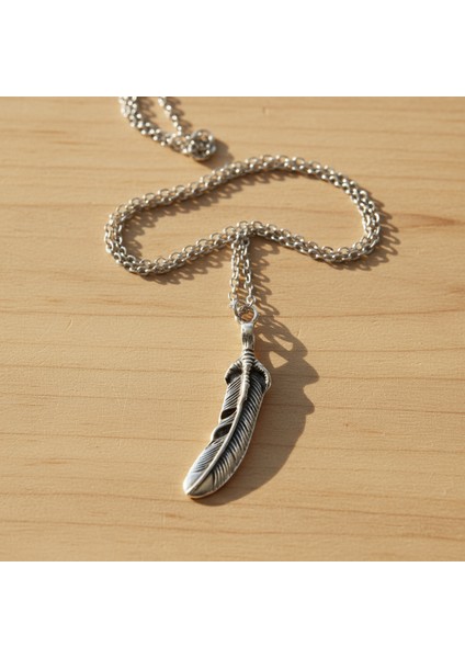 Kartal Pençesi - Kuş Tüyü Gümüş Kaplama Düz Zincir Kolye fırsatları