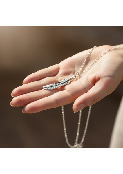 Kartal Pençesi - Kuş Tüyü Gümüş Kaplama Düz Zincir Kolye indirimleri