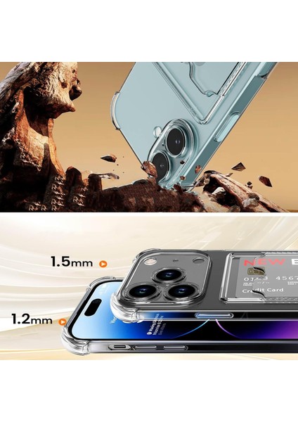 Caseworld Apple iPhone 17 Kapak ile Uyumlu Kamera Korumalı Kartlıklı Darbe Emici Özellikli Şeffaf Silikon Kılıf fiyatları