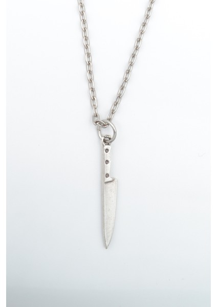 Bıçak - Gastronomi Gümüş Kaplama Düz Zincir Kolye