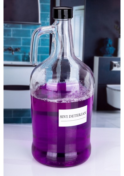 Şeffaf Cam Sıvı Deterjan Şişesi 3 Lt, Şık ve Kullanışlı Tasarım
