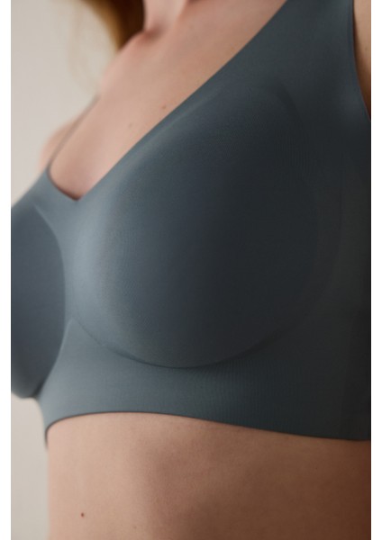 Koyu Gri Invisible Up Dikişsiz Balensiz Push Up Sütyen fırsatları