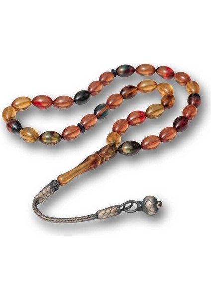 Hk Sıkma Kehribar Tesbih Top Gümüş Kazaz Püsküllü |gümüş Takı Hediyelik Ürünler