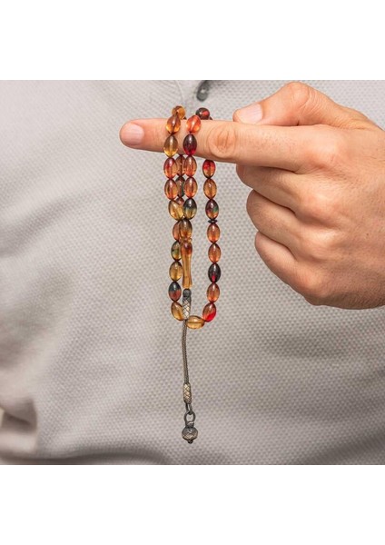 Hk Sıkma Kehribar Tesbih Top Gümüş Kazaz Püsküllü |gümüş Takı Hediyelik Ürünler fırsatları