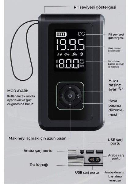 Akü Takviye Cihazı Taşınabilir Araç Motosiklet,top Vs Şişirme Pompası Hava Kompresörü indirimleri