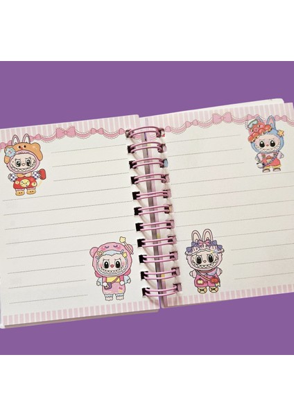 Labubu Sulu Simli 3D Kapaklı Stickerlı Not Defteri