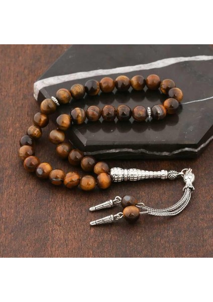 Hk ​doğaltaş Tesbih Metal Püsküllü Kaplangözü Taşı |gümüş Takı Hediyelik Ürünler fiyatları