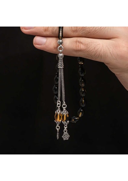 Hk Sıkma Kehribar Tesbih Gümüş Püskül |gümüş Takı Hediyelik Ürünler modelleri