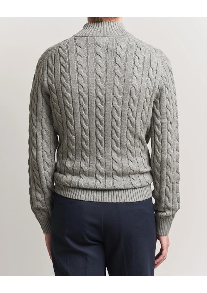 Erkek Örgü Dokulu Gri Yarım Fermuar Triko Kazak fiyatları