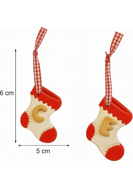 Kırmızı Beyaz Kurdalı Seramik Noel Çorabı, 6x5 Cm, Yılbaşı Süsü fiyatları