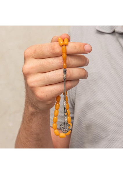 Hk Sıkma Kehribar Tesbih Gümüş Kazaz Püsküllü Kapsül Kesim Sarı |gümüş Takı Hediyelik Ürünler fiyatları