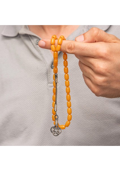 Hk Sıkma Kehribar Tesbih Gümüş Kazaz Püsküllü Kapsül Kesim Sarı |gümüş Takı Hediyelik Ürünler modelleri