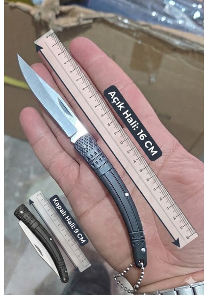 Siyah Desenli Paslanmaz Çelik Mini Cep Çakısı - Zincirli Anahtarlık Bıçak (Kamp ve Günlük Kullanım fiyatları