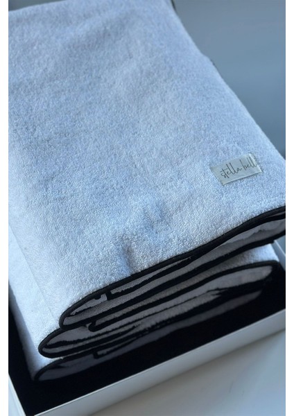 %100 Pamuk 90 x 150 cm Banyo Havlusu | Otel | Soura | Kenar Siyah Özel Işlemeli modelleri