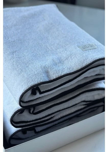 %100 Pamuk 90 x 150 cm Banyo Havlusu | Otel | Soura | Kenar Siyah Özel Işlemeli fırsatları