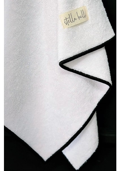 %100 Pamuk 90 x 150 cm Banyo Havlusu | Otel | Soura | Kenar Siyah Özel Işlemeli