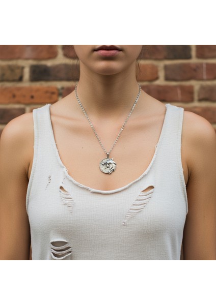 Witcher 3 Madalyon Gümüş Kaplama Düz Zincir Kolye fiyatları